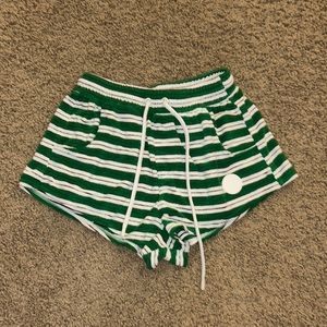 triangl green and white striped shorts (size small)